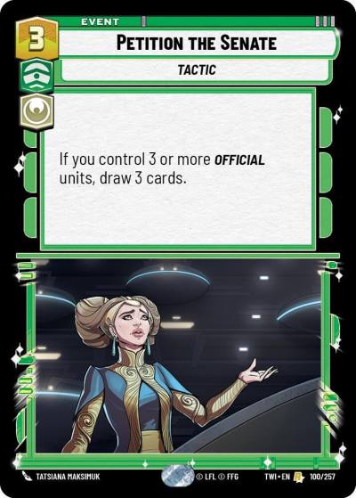 Petition the Senate 100/257 Twilight of the Republic Star Wars card
