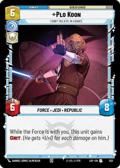 Plo Koon - I Don't Believe in Chance (Foil) 552 Legends of the Force Star Wars card