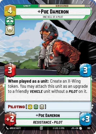 Poe Dameron - One Hell of a Pilot (Hyperspace) 362 Jump to Lightspeed Star Wars card