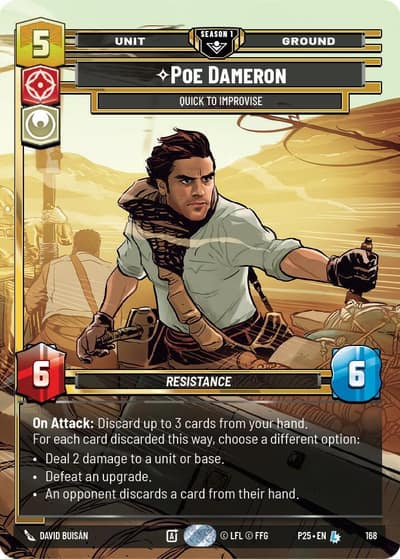 Poe Dameron - Quick to Improvise (168) 168 Sector and Regional Promos: Season 1 Star Wars card