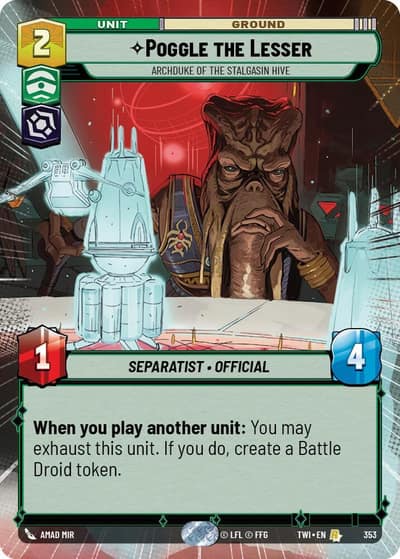Poggle the Lesser - Archduke of the Stalgasin Hive (Hyperspace) 353 Twilight of the Republic Star Wars card