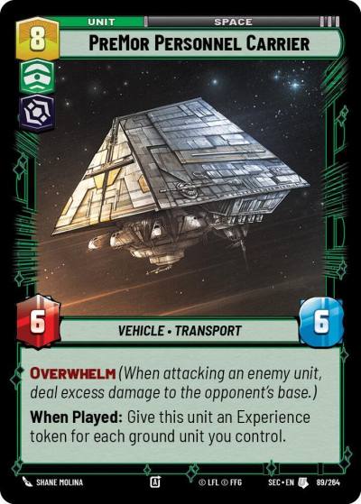 PreMor Personnel Carrier 89/264 Secrets of Power Star Wars card