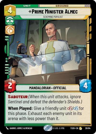Prime Minister Almec - Scheming Populist 28/84 Twin Suns Star Wars card