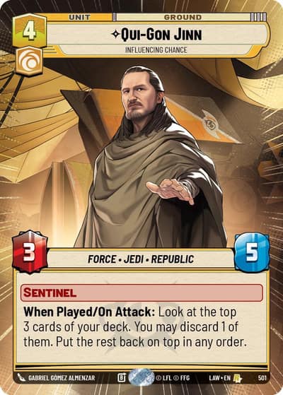 Qui-Gon Jinn - Influencing Chance (Hyperspace) 501 A Lawless Time Star Wars card