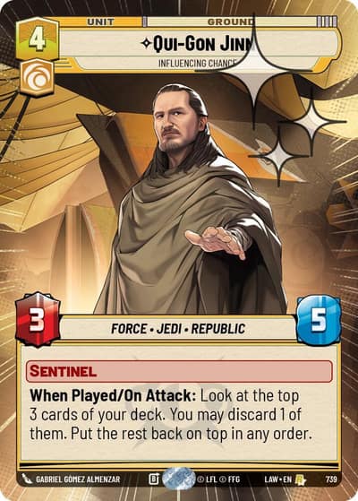Qui-Gon Jinn - Influencing Chance (Hyperspace Foil) 739 A Lawless Time Star Wars card