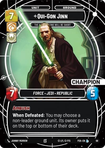 Qui-Gon Jinn - The Negotiations Will Be Short (Champion) 68 Sector and Regional Promos: Season 1 Star Wars card