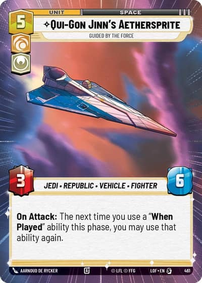 Qui-Gon Jinn's Aethersprite - Guided by the Force (Hyperspace) 461 Legends of the Force Star Wars card