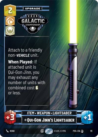 Qui-Gon Jinn's Lightsaber 111 Organized Play Promos Star Wars card