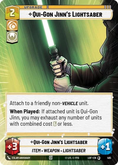 Qui-Gon Jinn's Lightsaber (Hyperspace) 465 Legends of the Force Star Wars card