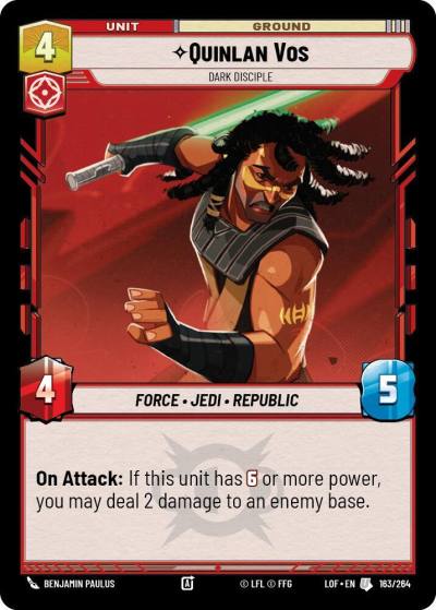 Quinlan Vos - Dark Disciple 163/264 Legends of the Force Star Wars card