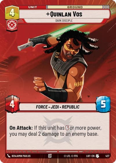 Quinlan Vos - Dark Disciple (Hyperspace) 427 Legends of the Force Star Wars card