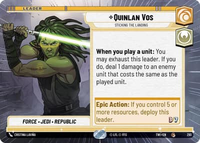 Quinlan Vos - Sticking the Landing (Hyperspace) 293 Twilight of the Republic Star Wars card