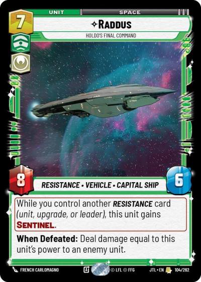 Raddus - Holdo's Final Command 104/262 Jump to Lightspeed Star Wars card