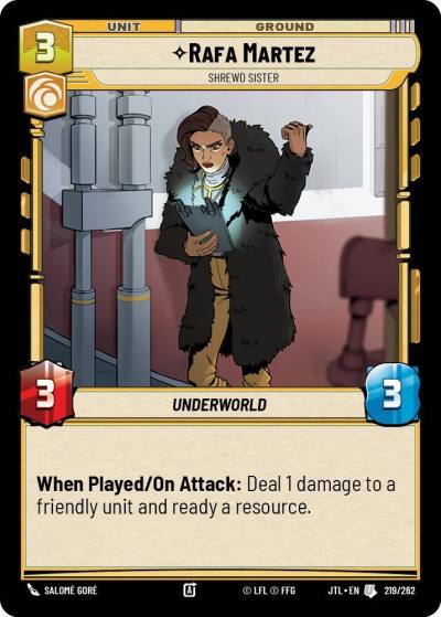 Rafa Martez - Shrewd Sister 219/262 Jump to Lightspeed Star Wars card