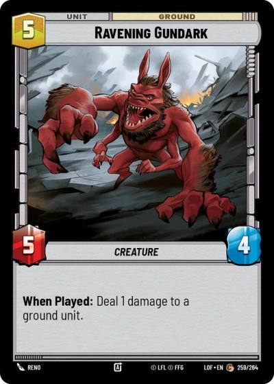 Ravening Gundark 259/264 Legends of the Force Star Wars card