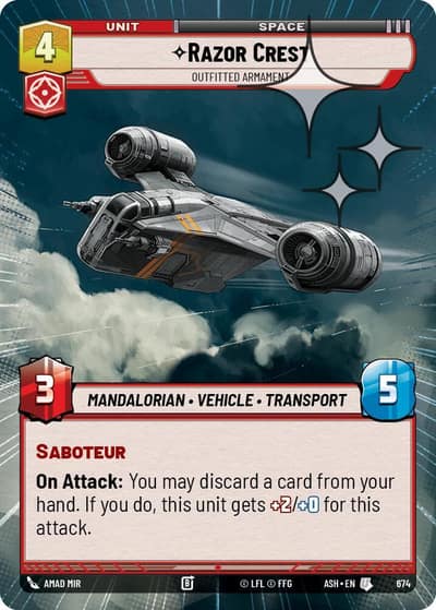 Razor Crest - Outfitted Armament (Hyperspace Foil) 674 Ashes of the Empire Star Wars card