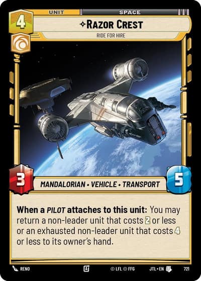 Razor Crest - Ride For Hire (Foil) 721 Jump to Lightspeed Star Wars card