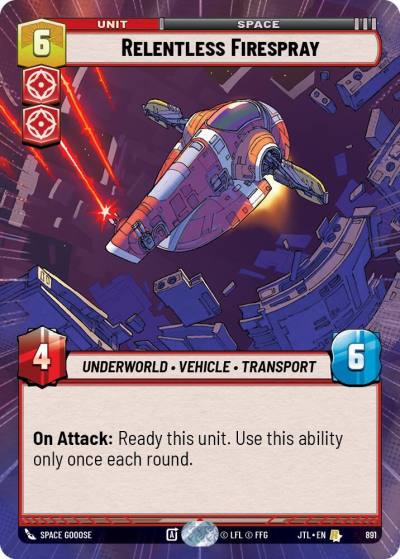 Relentless Firespray (Hyperspace Foil) 891 Jump to Lightspeed Star Wars card