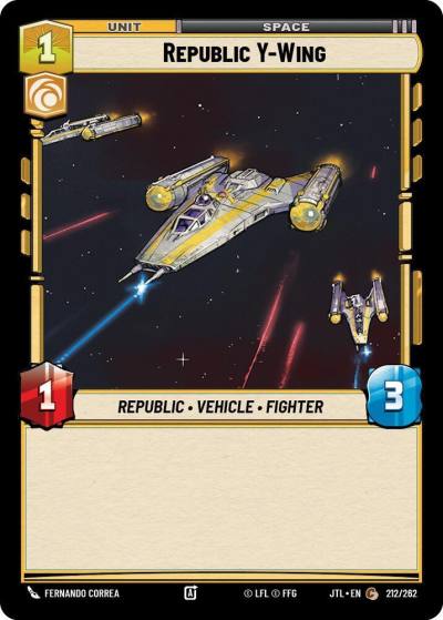 Republic Y-Wing 212/262 Jump to Lightspeed Star Wars card