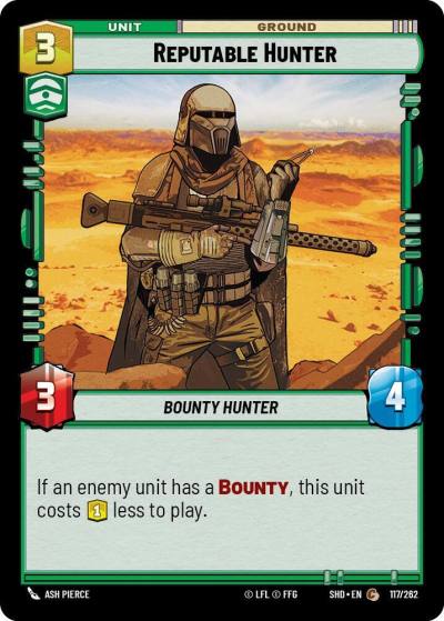 Reputable Hunter 117/262 Shadows of the Galaxy Star Wars card