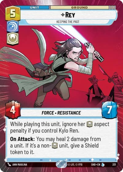 Rey - Keeping the Past (Hyperspace) 321 Shadows of the Galaxy Star Wars Unlimited card