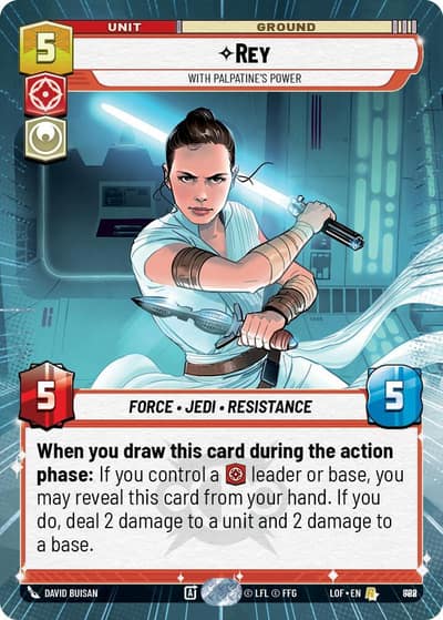 Rey - With Palpatine's Power (Hyperspace Foil) 888 Legends of the Force Star Wars Unlimited card