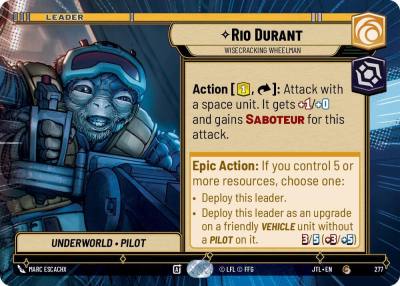 Rio Durant - Wisecrack Wheelman (Hyperspace) 277 Jump to Lightspeed Star Wars card