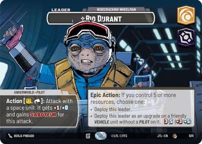 Rio Durant - Wisecrack Wheelman (Showcase) 1011 Jump to Lightspeed Star Wars card