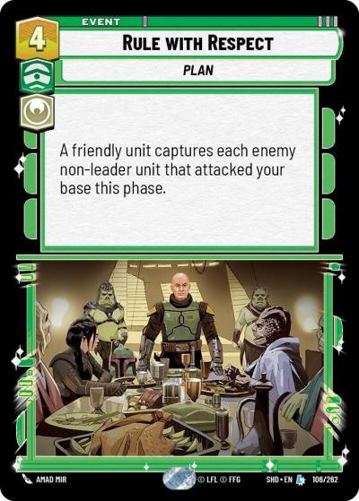 Rule with Respect 106/262 Shadows of the Galaxy Star Wars card