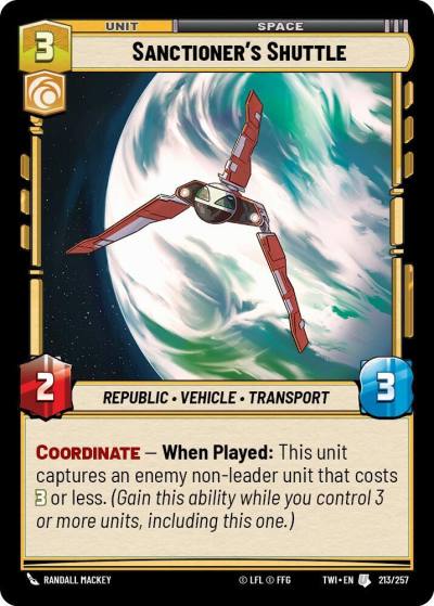 Sanctioner's Shuttle 213/257 Twilight of the Republic Star Wars card