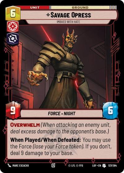 Savage Opress - Imbued With Hate 137/264 Legends of the Force Star Wars card