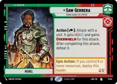 Saw Gerrera - Bring Down the Empire 1/264 A Lawless Time Star Wars card