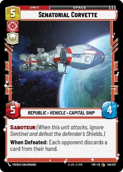 Senatorial Corvette 148/257 Twilight of the Republic Star Wars card