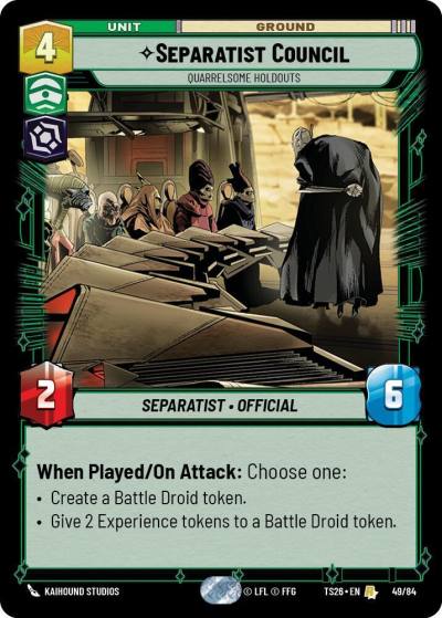 Separatist Counci - Quarrelsome Holdouts 49/84 Twin Suns Star Wars card