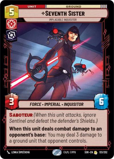 Seventh Sister - Implacable Inquisitor 133/252 Spark of Rebellion Star Wars card