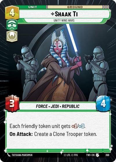 Shaak Ti - Unity Wins Wars (Hyperspace) 366 Twilight of the Republic Star Wars card