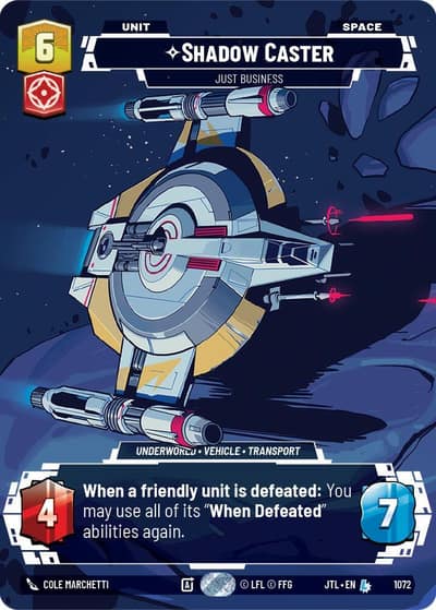 Shadow Caster - Just Business (Prestige Foil) 1072 Jump to Lightspeed Star Wars card