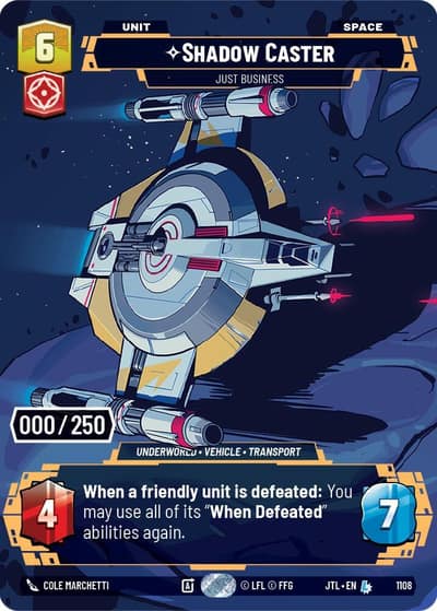 Shadow Caster - Just Business (Serialized) 1108 Jump to Lightspeed Star Wars card