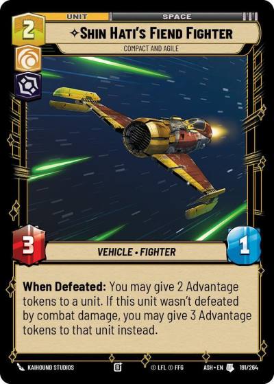 Shin Hati's Fiend Fighter - Compact and Agile 191/264 Ashes of the Empire Star Wars card