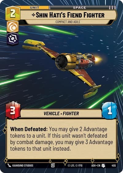 Shin Hati's Fiend Fighter - Compact and Agile (Hyperspace) 455 Ashes of the Empire Star Wars card