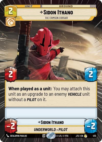 Sidon Ithano - The Crimson Corsair (Hyperspace) 475 Jump to Lightspeed Star Wars card