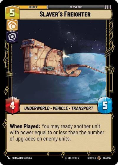 Slaver's Freighter 189/262 Shadows of the Galaxy Star Wars card