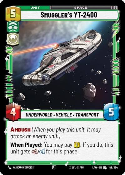 Smuggler's YT-2400 148/264 A Lawless Time Star Wars card