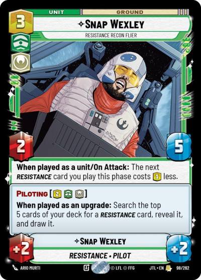 Snap Wexley - Resistance Recon Flier 098/262 Jump to Lightspeed Star Wars card