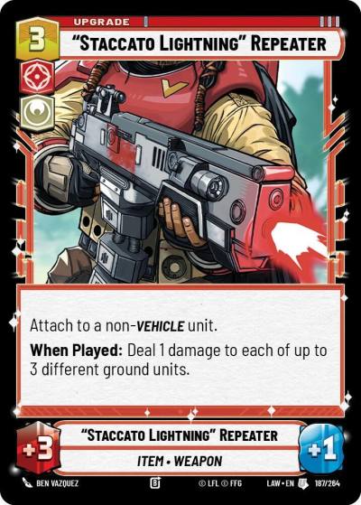"Staccato Lightning" Repeater 187/264 A Lawless Time Star Wars card