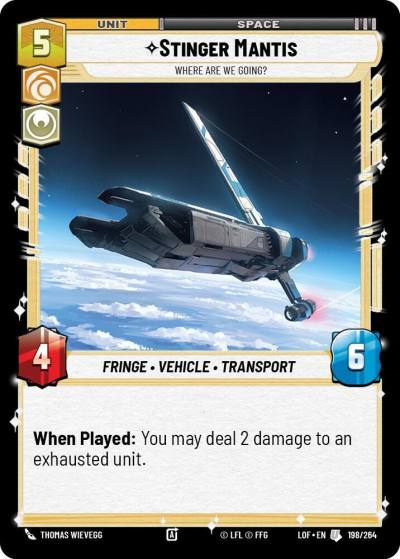 Stinger Mantis - Where Are We Going? 198/264 Legends of the Force Star Wars card