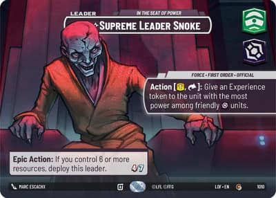 Supreme Leader Snoke - In the Seat of Power (Showcase) 1010 Legends of the Force Star Wars card