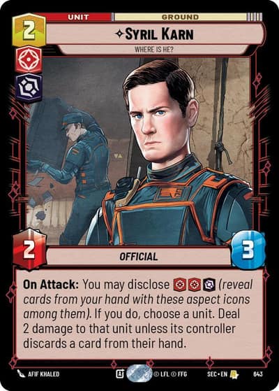 Syril Karn - Where Is He? (Foil) 643 Secrets of Power Star Wars card