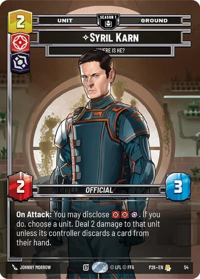 Syril Karn - Where Is He? (54) 54 Sector and Regional Promos: Season 1 Star Wars card
