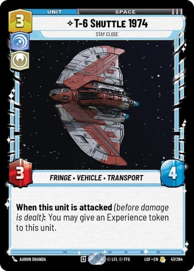 T-6 Shuttle 1974 - Stay Close 047/264 Legends of the Force Star Wars card